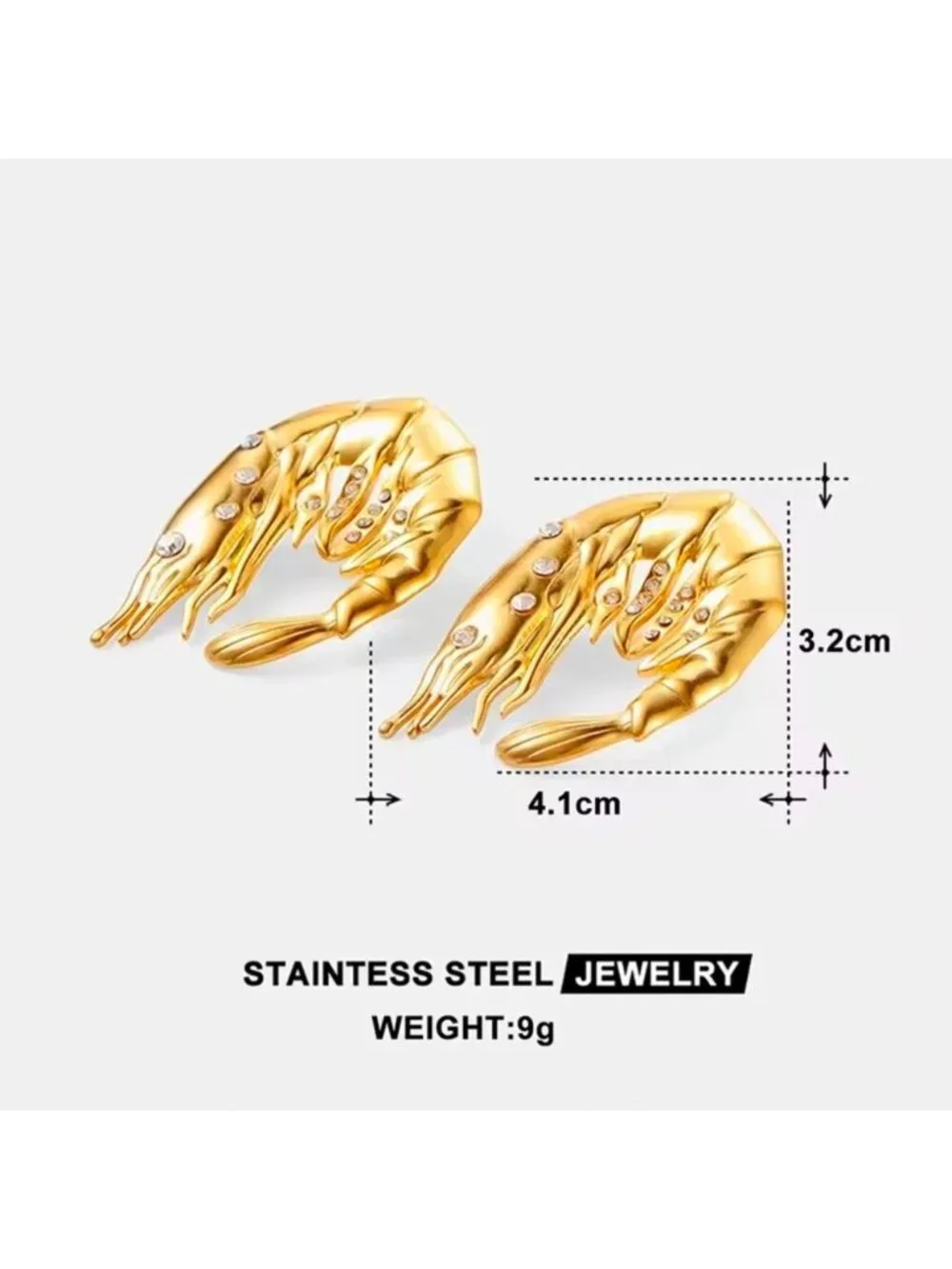 Gold Shrimp Hook Earrings